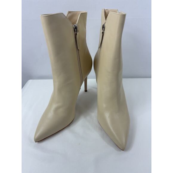 NIB Schutz Betsey Ankle Boot Eggshell Cream Leather Deluxe Nappa 9.5 B Stiletto - Picture 4 of 10